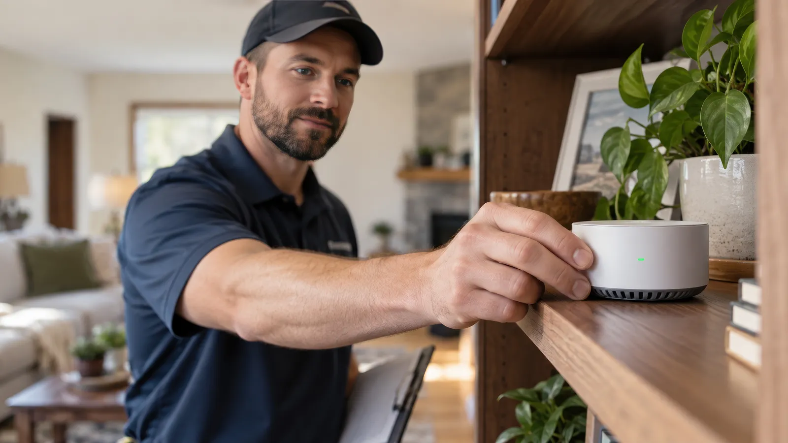 En tekniker mäter radon i Malmaberg